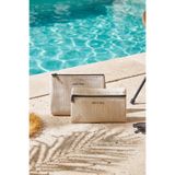 Ocean Home Textile 2 Adet Termal Astarlı Su İtici Leke Tutmaz Jüt Keten Makyaj İlaç Çantası Seti 22x14/23x16x7
