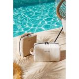 Ocean Home Textile 2 Adet Termal Astarlı Su İtici Leke Tutmaz Jüt Keten Makyaj İlaç Çantası Seti 25x15x12.5/20x21x11