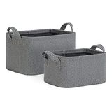 Ocean Home Textile 24x17x12 / 30x21x18 cm 2'li Antrasit Renk Dokulu Kumaş Sepet Set