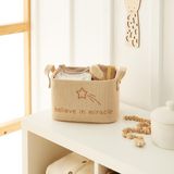 Ocean Home Textile 24x17x14 cm Çocuk Odası Jüt Keten Kumaş Sepet
