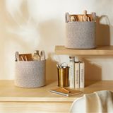 Ocean Home Textile 26x22 cm 2'li Bej Kırçıllı Pamuklu Halat Sepet Set