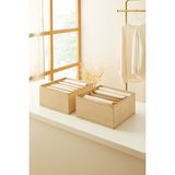 Ocean Home Textile 2'li 6 Bölmeli Bej Çekmece İçi Dolap Çamaşır Düzenleyici Katlanır Saklama Kutusu Organizer Set - 2 Adet - 28x28x13 cm