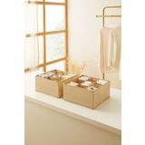 Ocean Home Textile 2'li 9 Bölmeli Bej Çekmece Içi Dolap Çamaşır Düzenleyici Katlanır Saklama Kutusu Organizer Set