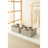 Ocean Home Textile 2'li 9 Bölmeli Petek Gri Çekmece İçi Dolap Çamaşır Düzenleyici Katlanır Saklama Kutusu Organizer Set - 2 Adet - 28 x 28 x 13 cm