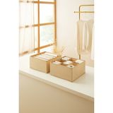 Ocean Home Textile 2'li Bölmeli Bej Çekmece İçi Dolap Çamaşır Düzenleyici Katlanır Saklama Kutusu Organizer Set - 2 Adet - 28x28x13
