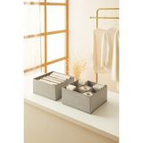 Ocean Home Textile 2'li Bölmeli Gri Çekmece İçi Dolap Çamaşır Düzenleyici Katlanır Saklama Kutusu Organizer Set - 2 Adet - 28x28x13