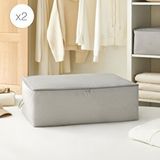 Ocean Home Textile 2'li Büyük Boy Gri Balıksırtı Baza Altı Hurç Set 62 X 46 X 22 Cm