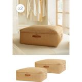 Ocean Home Textile 2'li Büyük Boy Jüt Baza Altı Hurç Set 62 x 46 x 22 cm - Naturel - 2 Adet