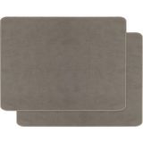 Ocean Home Textile 2'li Gri Renk Deri Amerikan Servis 40 x 30 cm - 0,5 x 9 cm - Çok Renkli