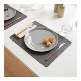 Ocean Home Textile 2'li Gri Renk Deri Amerikan Servis 40 x 30 cm