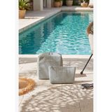 Ocean Home Textile 2'li Termal Astarlı Su İtici Leke Tutmaz Gri Renk Jüt Keten Makyaj İlaç Çantası Seti 19 x 13 x 7 / 20 x 21 x 11 cm