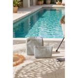 Ocean Home Textile 2'li Termal Astarlı Su İtici Leke Tutmaz Gri Renk Jüt Keten Makyaj İlaç Çantası Seti 19 x 13 x 7 / 20 x 21 x 11 cm
