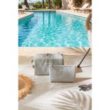 Ocean Home Textile 2'li Termal Astarlı Su İtici Leke Tutmaz Gri Renk Jüt Keten Makyaj İlaç Çantası Seti 19 x 13 x 7 / 25 x 15 x 12.5 cm