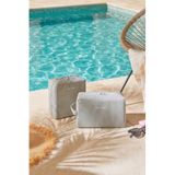 Ocean Home Textile 2'li Termal Astarlı Su İtici Leke Tutmaz Gri Renk Jüt Keten Makyaj İlaç Çantası Seti 25 x 15 x 12.5/20 x 21 x 11 cm