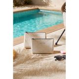 Ocean Home Textile 2'li Termal Astarlı Su İtici Leke Tutmaz Jüt Keten Makyaj İlaç Çantası Seti 19 x 13 x 7 / 23 x 16 x 7 cm