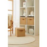 Ocean Home Textile 3 Adet Jüt Kapaklı Dolap Içi Çamaşır Oyuncak Düzenleyici Katlanır Saklama Kutusu Organizer 30x30x30