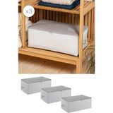 Ocean Home Textile 3 Adet Orta Boy Gri Çizgili Baza Altı Kazak Pike Battaniye Hurcu 52 x 28 x 21 cm