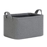 Ocean Home Textile 30x21x18 cm Antrasit Renk Dokulu Kumaş Sepet