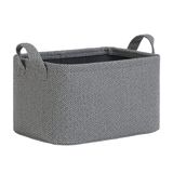Ocean Home Textile 30x21x18 cm Antrasit Renk Dokulu Kumaş Sepet