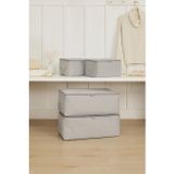 Ocean Home Textile 30x22x18 / 52x28x21 cm 4'lü Gri Balıksırtı 2 Adet Hurç Set