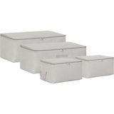 Ocean Home Textile 30x22x18 / 52x28x21 cm 4'lü Gri Balıksırtı 2 Adet Hurç Set