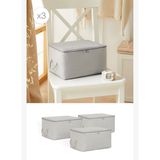 Ocean Home Textile 30x22x18 cm 3'lü Küçük Boy Gri Balıksırtı Hurç Set