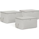 Ocean Home Textile 30x22x18 cm 3'lü Küçük Boy Gri Balıksırtı Hurç Set