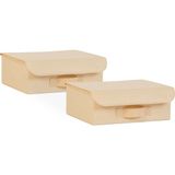 Ocean Home Textile 30x23x11 cm 2'li Bej Balıksırtı Kapaklı Kutu Set