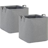 Ocean Home Textile 30x30x30 cm 2'li Antrasit Renk Dokulu Kumaş Sepet Set