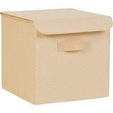Ocean Home Textile 30x30x30 cm Bej Balıksırtı Kapaklı Kutu
