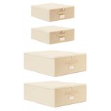 Ocean Home Textile 31x38x12 / 45x55x18 cm 4'lü Bej Balıksırtı Destekli 2 Adet Hurç Set