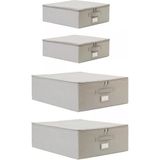 Ocean Home Textile 31x38x12 / 45x55x18 cm 4'lü Gri Balıksırtı Destekli 2 Adet Hurç Set