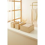 Ocean Home Textile 3'lü 6 Bölmeli Bej Çekmece İçi Dolap Çamaşır Düzenleyici Katlanır Saklama Kutusu Organizer Set - 1*28x28x13 + 2*13x28x13 cm
