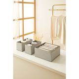 Ocean Home Textile 3'lü 6 Bölmeli Gri Çekmece İçi Dolap Çamaşır Düzenleyici Katlanır Saklama Kutusu Organizer Set - 1*28x28x13 + 2*13x28x13 cm