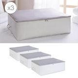 Ocean Home Textile 3'lü Büyük Boy Gri Renk Stuff ve Things Baza Altı Hurç Set 62 X 46 X 22 Cm