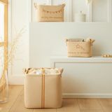Ocean Home Textile 3'lü Çocuk Odası Jüt Keten Kumaş Sepet Set 1 Adet 24 x 17 x 14/1 Adet 30 x 21 x 18/1 Adet 30 x 30 x 30 cm