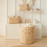 Ocean Home Textile 3'lü Çocuk Odası Sevimli Zürafa Jüt Keten Kumaş Sepet Set 1 Adet 24 X 17 X 14 / 1 Adet 30 X 21 X 18 / 1 Adet 33
