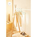 Ocean Home Textile 3'lü Mint Renk Kumaş Kaplı Metal Bebek Giysi Askısı, Elbise Askısı 19.5x30x0.3