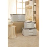Ocean Home Textile 3'lü Pencereli Stuff&things Gri Çizgili Yastık Yorgan Kazak Hurcu, Hurç - Açık Gri - 1 Adet 45 x 40 x 30 + 1 Adet 60 x 43 x 35 + 1 Adet 75 x 40 x 40 cm - 3 Adet