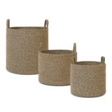 Ocean Home Textile 3'lü Siyah Kırçıllı Jüt Halat Sepet Set 26 x 22/35 x 27/40 x 40 cm