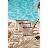 Ocean Home Textile 3'lü Termal Astarlı Su İtici Leke Tutmaz Jüt Keten Makyaj İlaç Çantası Seti 15 x 11 x 6 / 19 x 13 x 7 / 23 x 16 x 7 cm