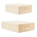 Ocean Home Textile 45x55x18 / 55x70x18 cm 2'li Bej Balıksırtı Destekli Hurç Set