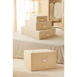 Ocean Home Textile 4'lü Bej Balıksırtı Destekli Kutu Hurç Set 31 x 38 x 12 + 45 x 55 x 18 + 55 x 70 x 18 + 48 x 40 x 30 cm - 4 Adet