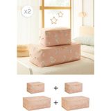 Ocean Home Textile 4'lü Çocuk Odası Deniz Kızı Hurç Set 2 Adet 30 x 22 x 18 / 2 Adet 52 x 28 x 21 cm - Pembe - 4 Adet