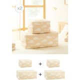 Ocean Home Textile 4'lü Çocuk Odası Sevimli Balina Hurç Set 2 Adet 30 x 22 x 18 / 2 Adet 52 x 28 x 21 cm - Bej - 4 Adet