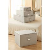 Ocean Home Textile 4'lü Gri Balıksırtı Destekli Kutu Hurç Set 31 x 38 x 12 + 45 x 55 x 18 + 55 x 70 x 18 + 48 x 40 x 30 cm - 4 Adet