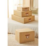 Ocean Home Textile 4'lü Jüt Destekli Kutu Hurç Set 31 x 38 x 12 + 45 x 55 x 18 + 55 x 70 x 18 + 48 x 40 x 30 cm - Naturel - 4 Adet