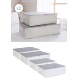 Ocean Home Textile 4'lü Stuff & Things Gri Baza Altı Yastık Yorgan Kazak Hurcu, Hurç - Koyu Gri - 2 Adet 62 x 46 x 22 + 2 Adet 74 x 46 x 22 cm - 4 Adet