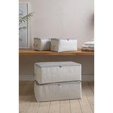 Ocean Home Textile 4'lü Stuff&things Gri Baza Altı Kazak Pike Battaniye Hurcu, Hurç - Koyu Gri - 2 Adet 30 x 22 x 18 + 2 Adet 52 x 28 x 21 cm - 4 Adet