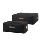 Ocean Home Textile 52x28x21 / 62x46x22 cm 2'li Siyah Renk Jüt Baza Altı Hurç Set